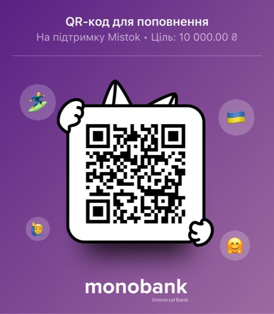 QR-код банки в монобанку «На підтримку Mistok»